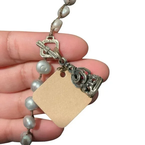 Love Heals Pearl Charm Statement Necklace With Crystal Pendant - Picture 9 of 10